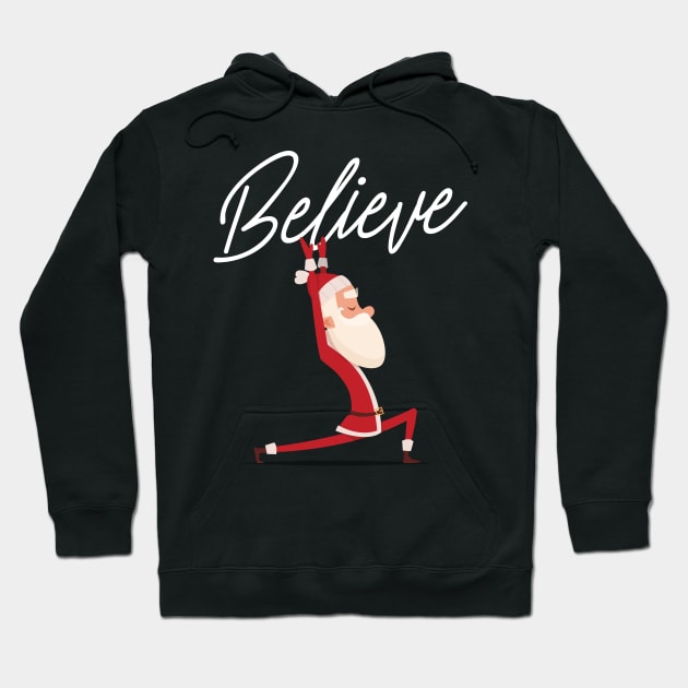 Funny Christmas Namasleigh Santa Believe Yoga Gift T-Shirt Hoodie by geekandgamerstore